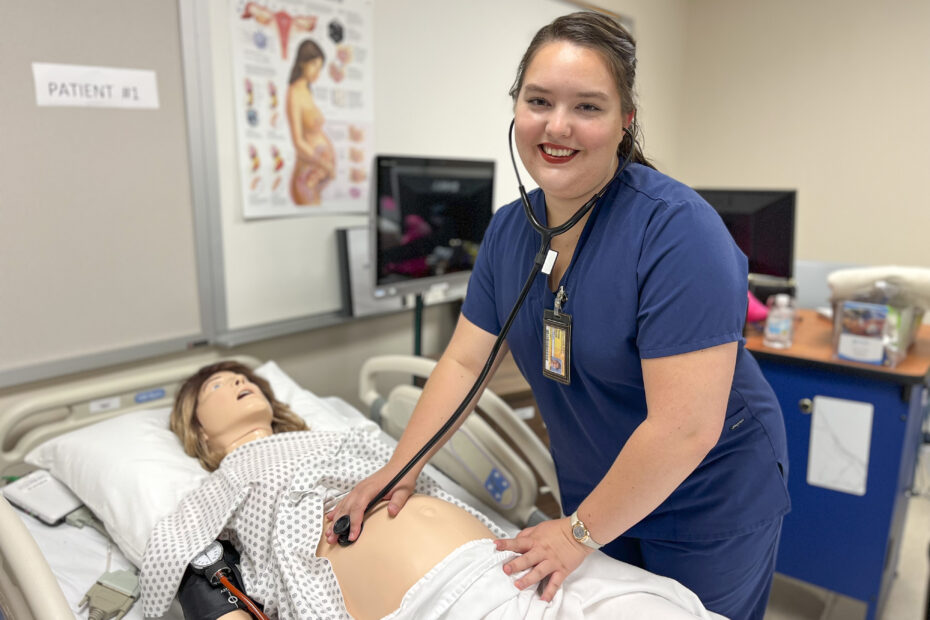 Pellissippi State Nursing student Therese Lloyd in the Sim Lab at Strawberry Plains Campus