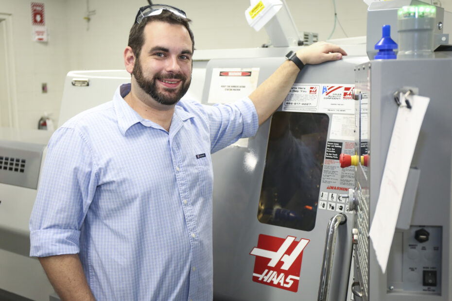 A student at a Haas CNC machine at Pellissippi State
