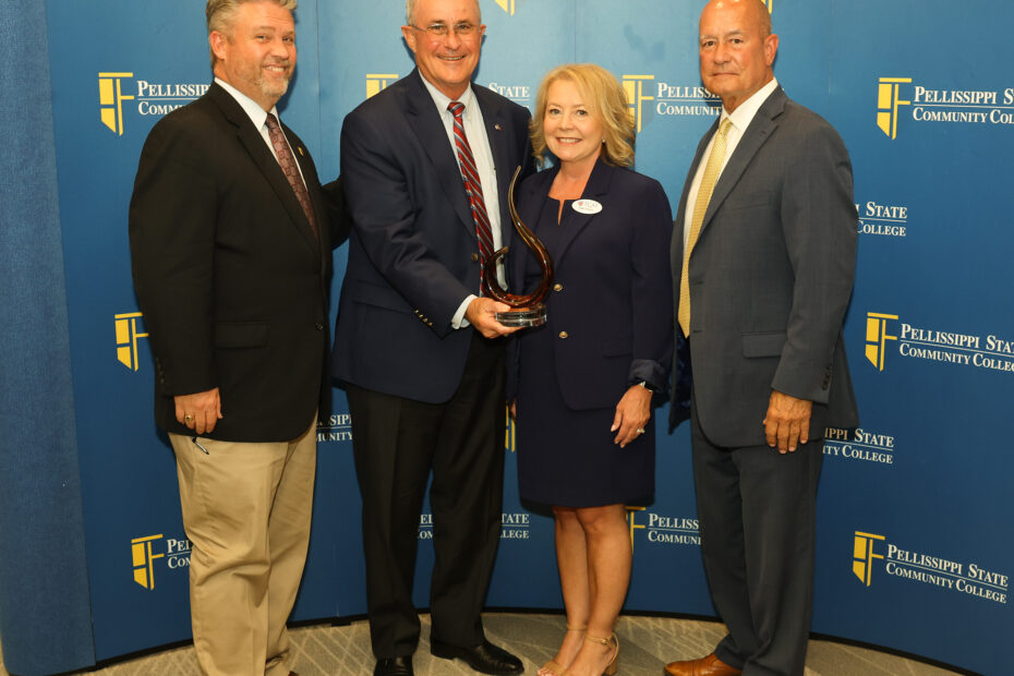 The second photo depicts, L to R: PSCC President L. Anthony Wise, Jr., Stowers Machinery Corporation Chairman Wes Stowers, TCAT-Knoxville President Kelli Chaney, Tennessee Regent Miles Burdine.