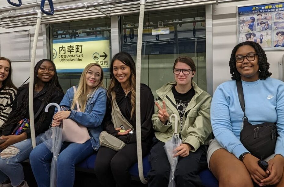 Tennessee community college students ride the Tokyo Metro in Japan during a study abroad program in 2023.