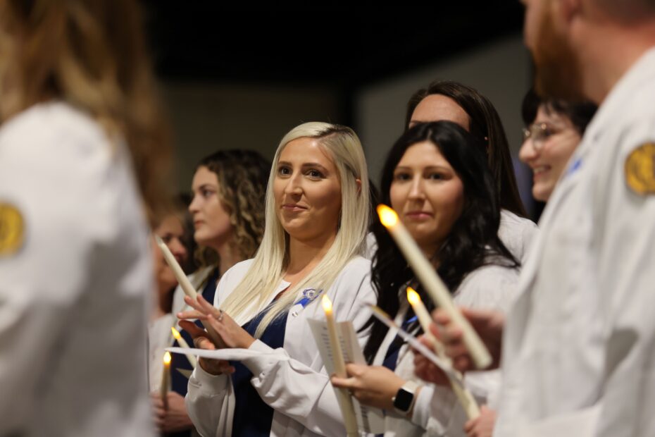 Pellissippi State Nursing students who graduated in fall 2023 attend the Pinning Ceremony before their Commencement.